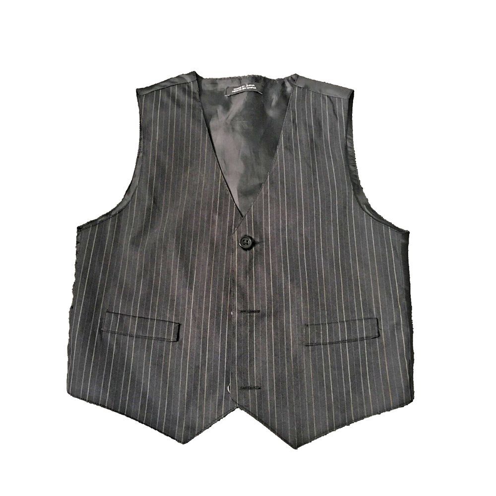 Boys Black Pinstripe Vest 5T With Polyester Lining‎ & Two Front Pockets